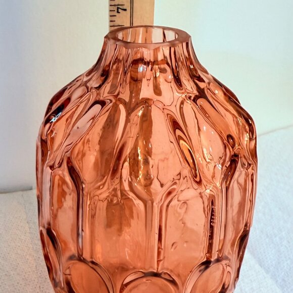 Romantic Amber Rose Art Glass Vase Textured Abstract Bubble MCM VTG Home Decor - Picture 8 of 13